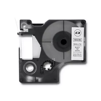 Fita de etiquetas QOLTEC para DYMO D1 43613 6mm x 7m branca com impressão preta