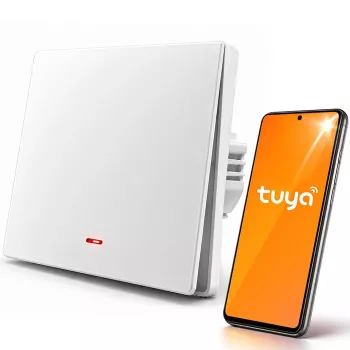 Interruptor de luz Wi-Fi inteligente Qoltec de 1 canal com temporizador, Tuya & Smart Life, branco