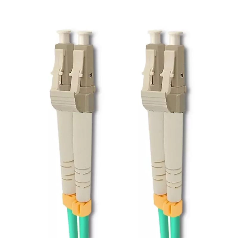 Cabo de patch de fibra ótica multimodo duplex LC/UPC para LC/UPC OM3, 5m, turquesa