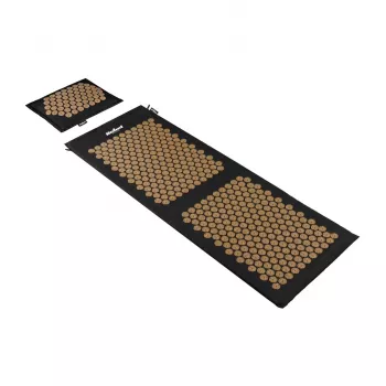 Tapete de acupressão REBEL RBA-6013-GL ECO com almofada, 130x50 cm, XXL, espigões dourados
