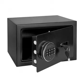 Cofre eletrónico REBEL RB-7002 para casa com código PIN e abertura de emergência com chave – caixa-forte de aço para dinheiro, documentos e objetos de valor