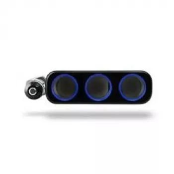Xblitz R3 distribuidor de tomadas de automóvel triplo com 2 portas USB, 12V/24V, 120W, cabo de 70cm, preto