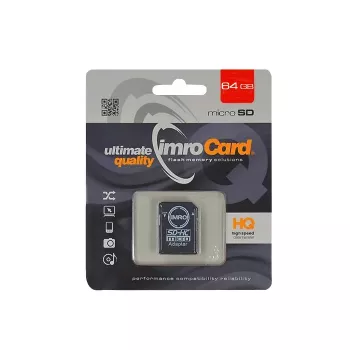 IMRO microSDHC 64GB Class 10 U1 V10 Cartão de memória com adaptador SD