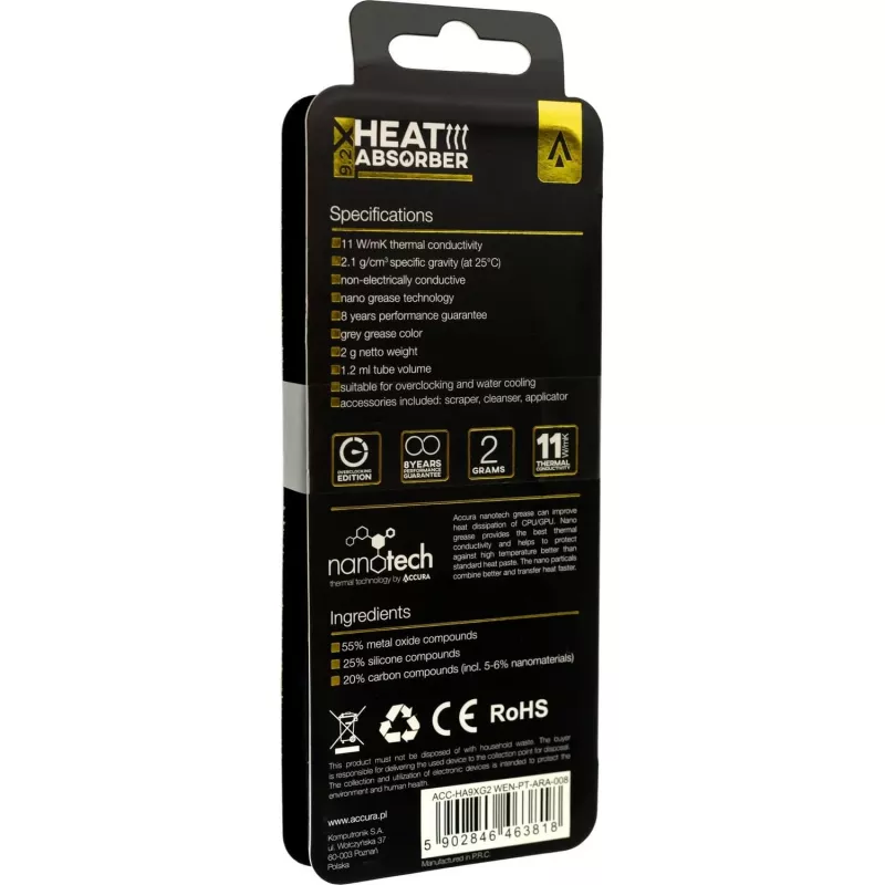 Accura Heat Absorber 9.2X Cinzento Conjunto 2 g Pasta térmica