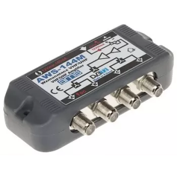 Amplificador de antena AWS-144M 20dB ganho 47-862MHz F-Type