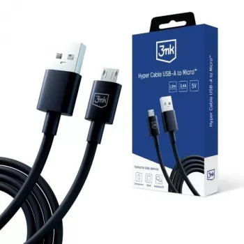 Cabo 3mk Hyper USB-A para Micro-USB 1,2m 5V 2,4A preto