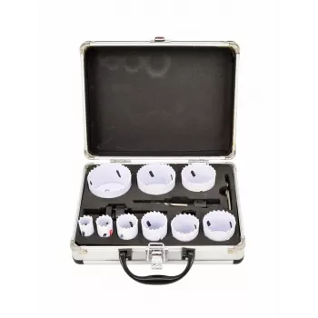 Conjunto de serras copo bimetal AWTOOLS 19-64 mm, 13 peças, Black Line, mala metálica