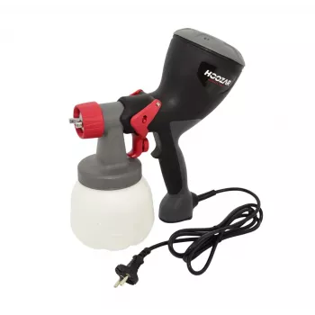 HOOZAR Pistola de pintura elétrica HVLP 600W com depósito de 800ml, 3 padrões de pulverização, regulação de caudal