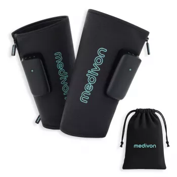 MEDIVON FlowGo Duo Massajador de pernas por pressão de ar com calor, 6 modos, 3 intensidades, recarregável