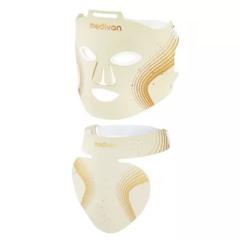 Medivon Máscara facial de luz LED Lumi Max - fototerapia de 7 cores, 192 LEDs, comando, intensidade ajustável e temporizador