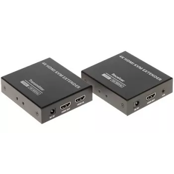 Extensor KVM HDMI + USB sobre IP, 4K@30Hz, 120m, PoE, IR, metal