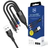 Cabo 3mk Hyper N-SERIES 3-em-1 USB-A para USB-C/Lightning/MicroUSB 1,2m 9V/2A 18W preto