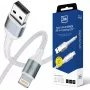Cabo 3mk Hyper N-SERIES USB-A para Lightning 1m QC 3.0 5V/2.4A 12W branco