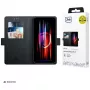 3mk Wallet Case para Samsung Galaxy A37 - pele PU preta com compartimentos para cartões, porta-notas, fecho magnético e função de suporte