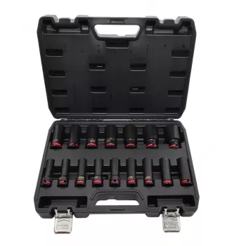 AWTOOLS Black Line Conjunto de chaves de caixa de impacto 1/2, 16 unid., 10-32 mm, Longas