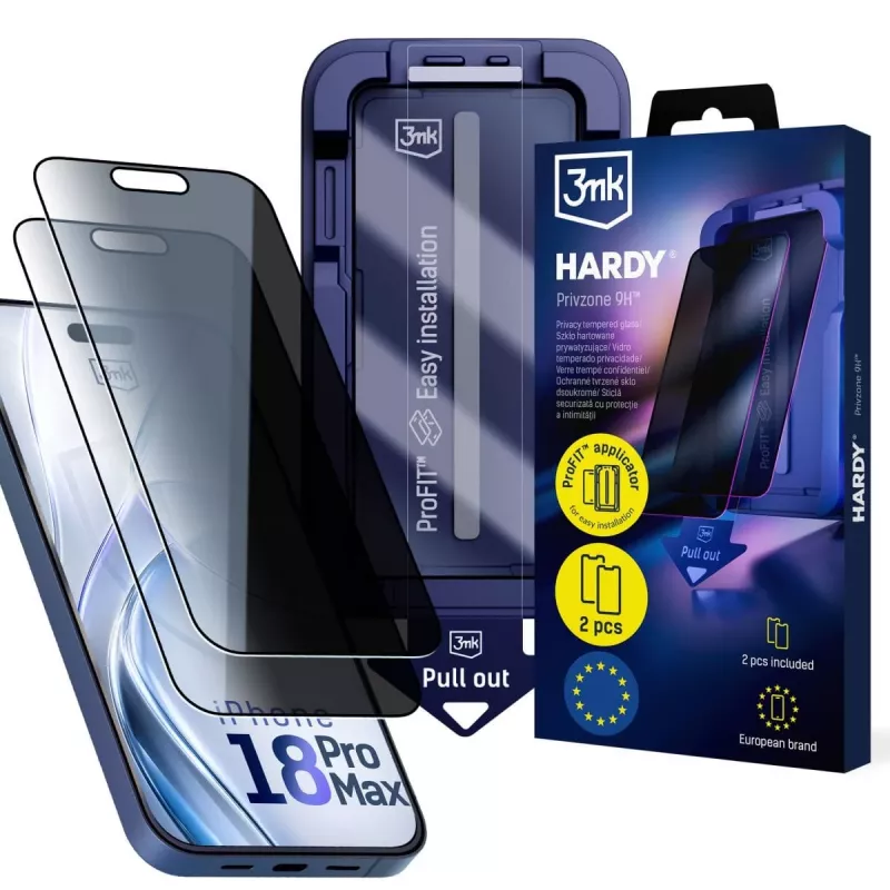 3mk Hardy Privzone 9H película protetora de privacidade para Apple iPhone 18 Pro Max