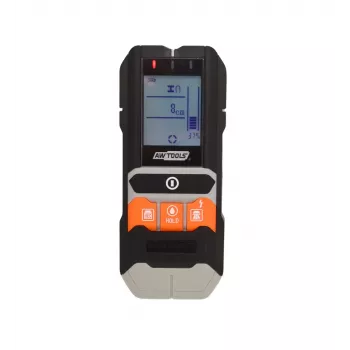 AWTOOLS Detetor multifunções 4 em 1 – metal, cabos de corrente AC, madeira/estruturas e sensor de humidade com visor LCD, alarme sonoro e calibração automática