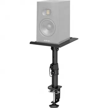 MOZOS MSK10 Par de suportes para monitores de estúdio – suportes de coluna em aço ajustáveis em altura com almofadas de desacoplamento, pontas de chão e gestão de cabos, 800–1300 mm, 20 kg de carga por suporte, preto