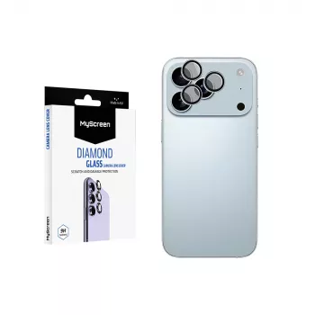 Proteção de lente de câmara MyScreen Diamond Glass para Apple iPhone 17 Pro Max - vidro temperado 9H, anti-dedadas, instalação sem bolhas, transparente