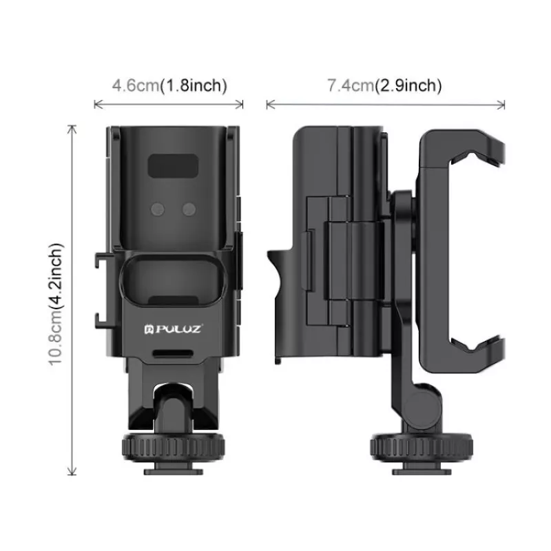 Suporte de moldura de extensão PULUZ para DJI Osmo Pocket 3 com rosca de 1/4 de polegada e suporte para telefone (PU726B)