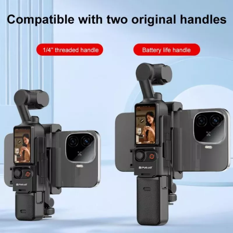 Suporte de moldura de extensão PULUZ para DJI Osmo Pocket 3 com rosca de 1/4 de polegada e suporte para telefone (PU726B)