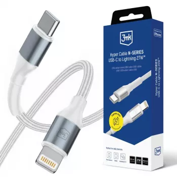 3mk Hyper Cable N-SERIES Cabo USB-C para Lightning 0,5m PD 3.0 9V/3A 27W Branco