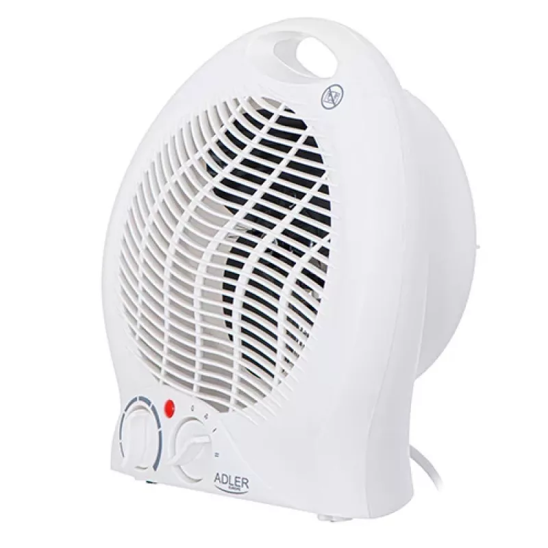 Adler AD 7728 termoventilador cerâmico PTC 2000W com oscilação, 2 níveis de aquecimento, modo ar frio, proteção contra sobreaquecimento e queda, branco/preto