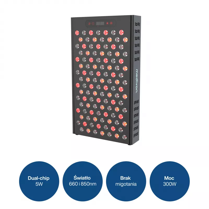 MEDIVON Lumera Plus painel de fototerapia LED para o corpo, luz vermelha e infravermelha, 224 LEDs, 630–1060 nm, preto