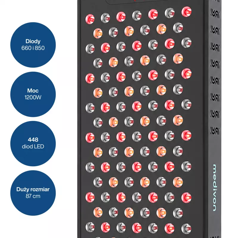 MEDIVON Lumera Max painel de fototerapia LED para o corpo, luz vermelha e infravermelha, 448 LEDs, 630–1060 nm, preto