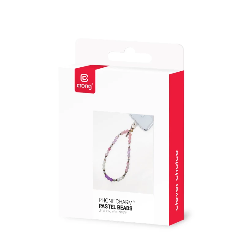 Crong porta-telemóvel com contas pastel – bracelete universal de pulso para smartphones