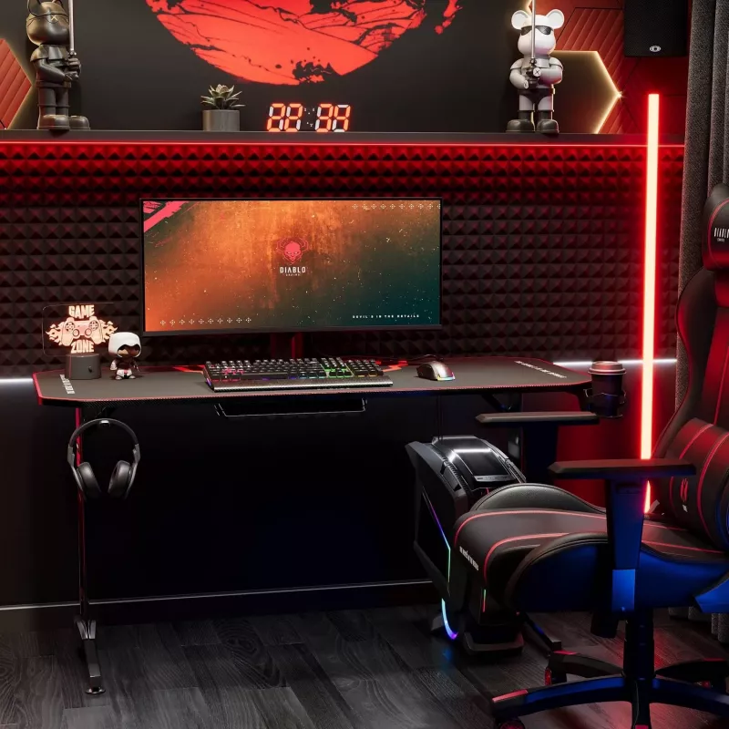 Diablo X-Mate 1400 Secretária Gaming 140 cm x 60 cm Preto