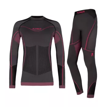 Conjunto de Roupa Interior Térmica para Menina Alpinus Tactical Mora Grafite-Rosa 120-136