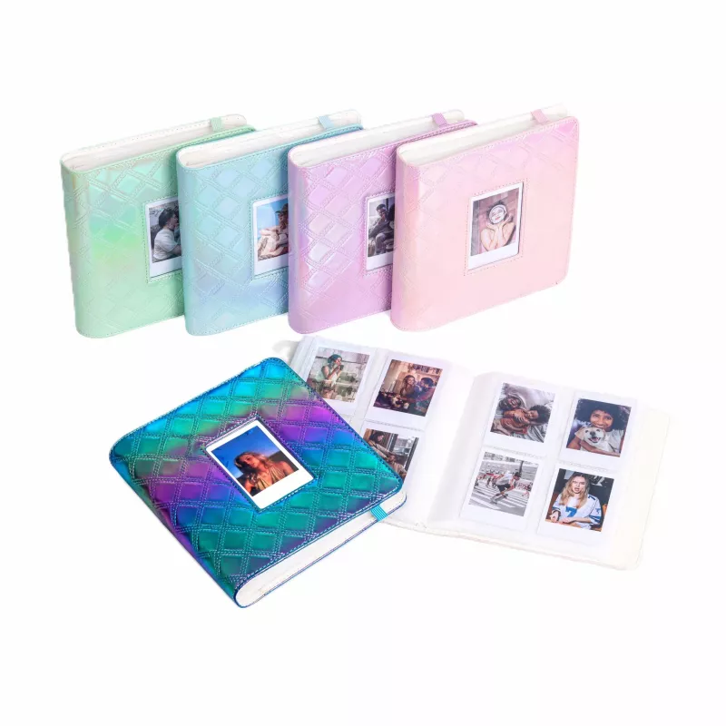 LOVEINSTANT Álbum de fotografias holográfico para 288 fotografias instantâneas, multicolor, pele PU, capa com janela, compatível com Fuji Instax, Canon Ivy, Xiaomi, Polaroid, HP Sprocket, Kodak Zink