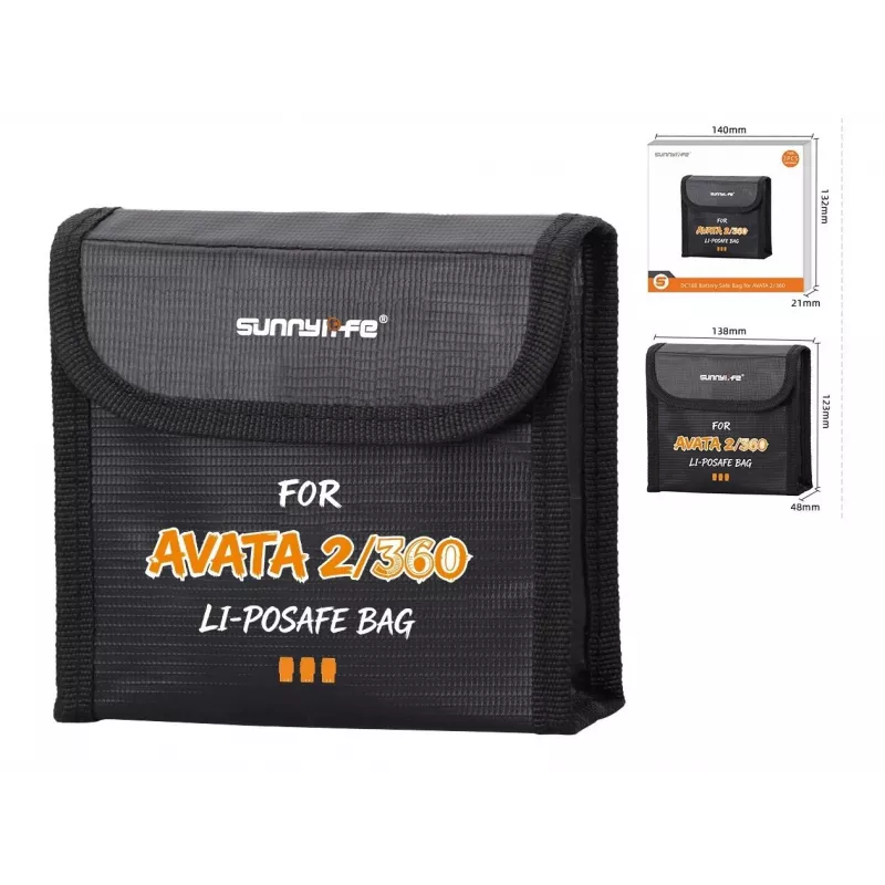 SUNNYLIFE Bolsa de armazenamento à prova de fogo para 3 baterias DJI Avata 2 / Avata