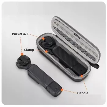 SUNNYLIFE Mala rígida com mosquetão para DJI Osmo Pocket 4 / 3 - cinzento