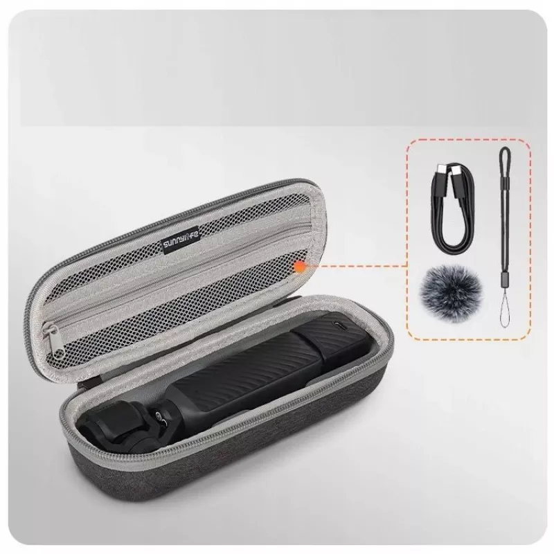 SUNNYLIFE Mala rígida com mosquetão para DJI Osmo Pocket 4 / 3 - cinzento