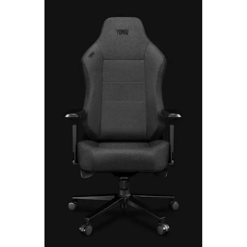 Yumisu 2054 Cadeira gaming em tecido cinzento/preto, 150 kg, braços 2D, reclinável 90-150°