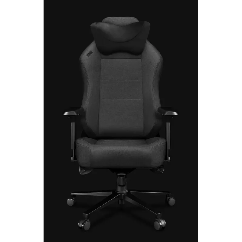 Yumisu 2054 Cadeira gaming em tecido cinzento/preto, 150 kg, braços 2D, reclinável 90-150°