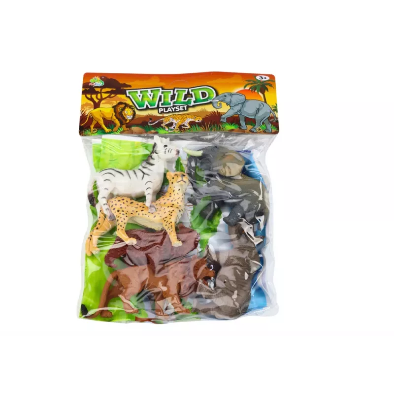 LEAN TOYS Conjunto de 6 figuras de animais selvagens, elefante, leão, rinoceronte, tigre, zebra, girafa