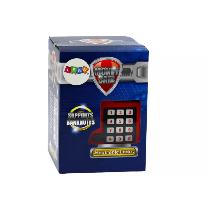 LEAN TOYS Mealheiro-cofre eletrónico para notas e moedas com código PIN – brinquedo educativo de poupança para crianças