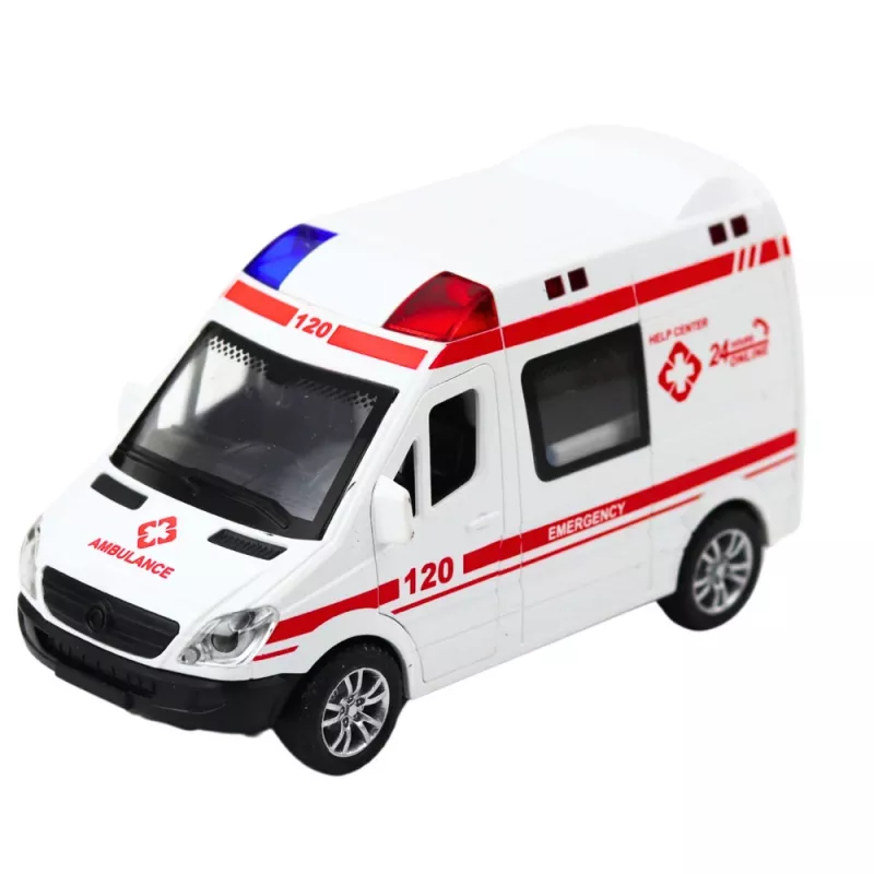 LEAN TOYS Carro de polícia e ambulância veículos de emergência de fricção com luz e som, portas que abrem, seleção mista