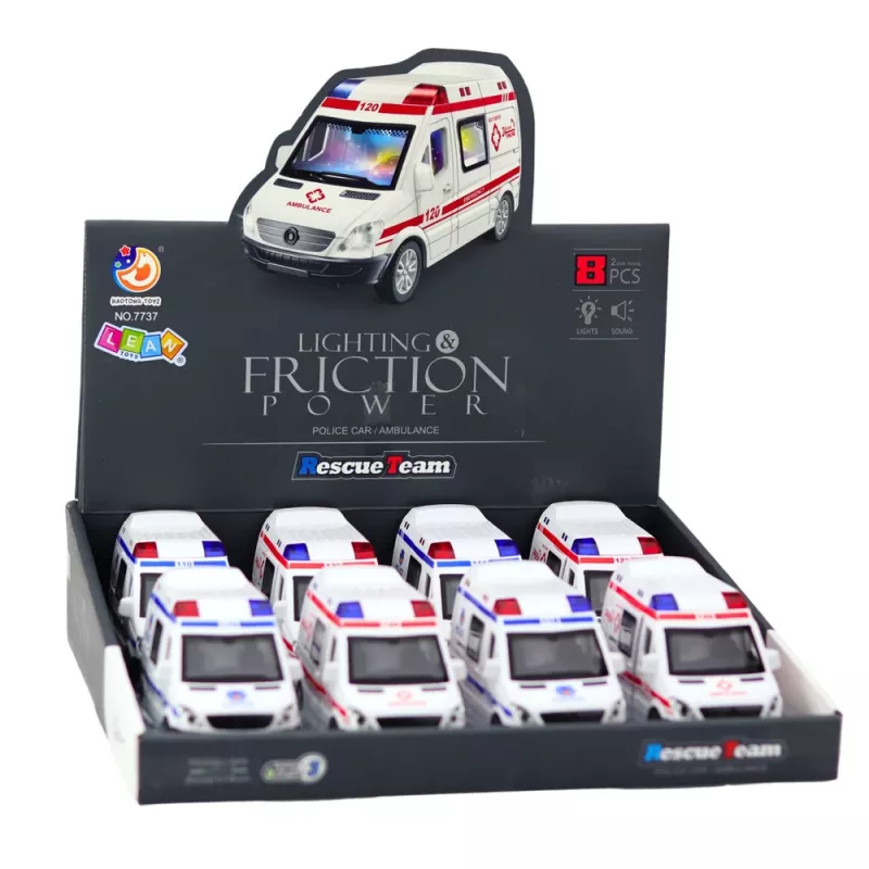 LEAN TOYS Carro de polícia e ambulância veículos de emergência de fricção com luz e som, portas que abrem, seleção mista