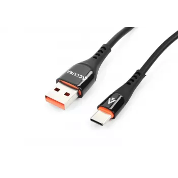 Cabo Accura USB-A para USB-C 2,0m emborrachado 5V/2A preto
