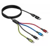 Accura cabo de carregamento múltiplo 8-em-1 USB-A/USB-C para 2x USB-C, Lightning, Micro USB, 3,0A, 1,2m, preto
