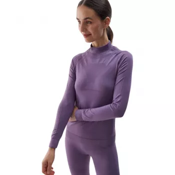 conjunto de roupa térmica sem costuras para mulher 4F F156 roxo XS/S