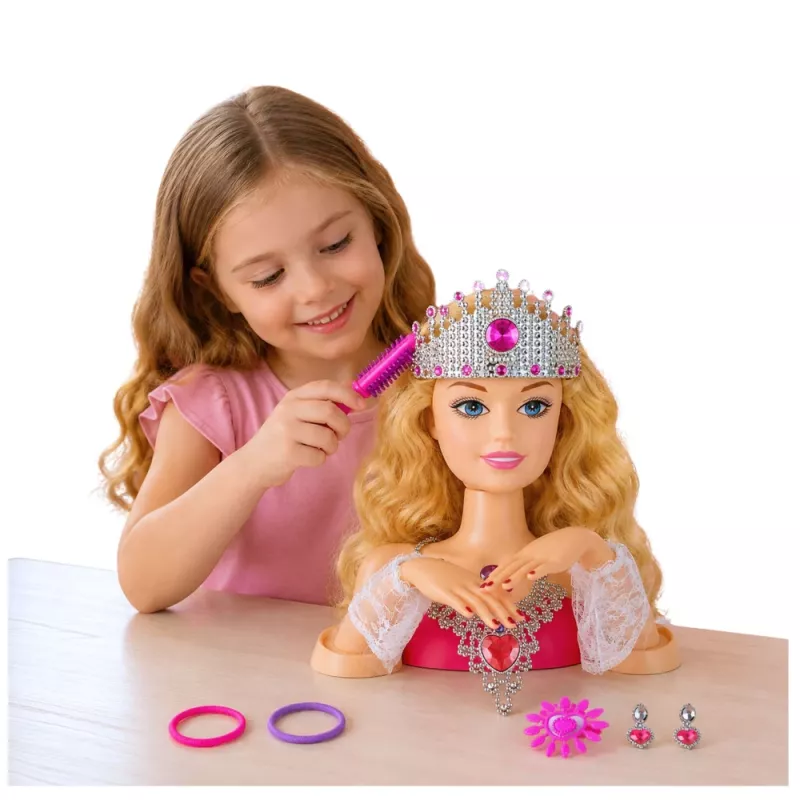LEAN TOYS boneca cabeça de pentear Beauty Fashion com acessórios, cabelo loiro, 25 cm, para crianças a partir de 3 anos