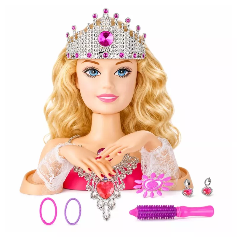 LEAN TOYS boneca cabeça de pentear Beauty Fashion com acessórios, cabelo loiro, 25 cm, para crianças a partir de 3 anos