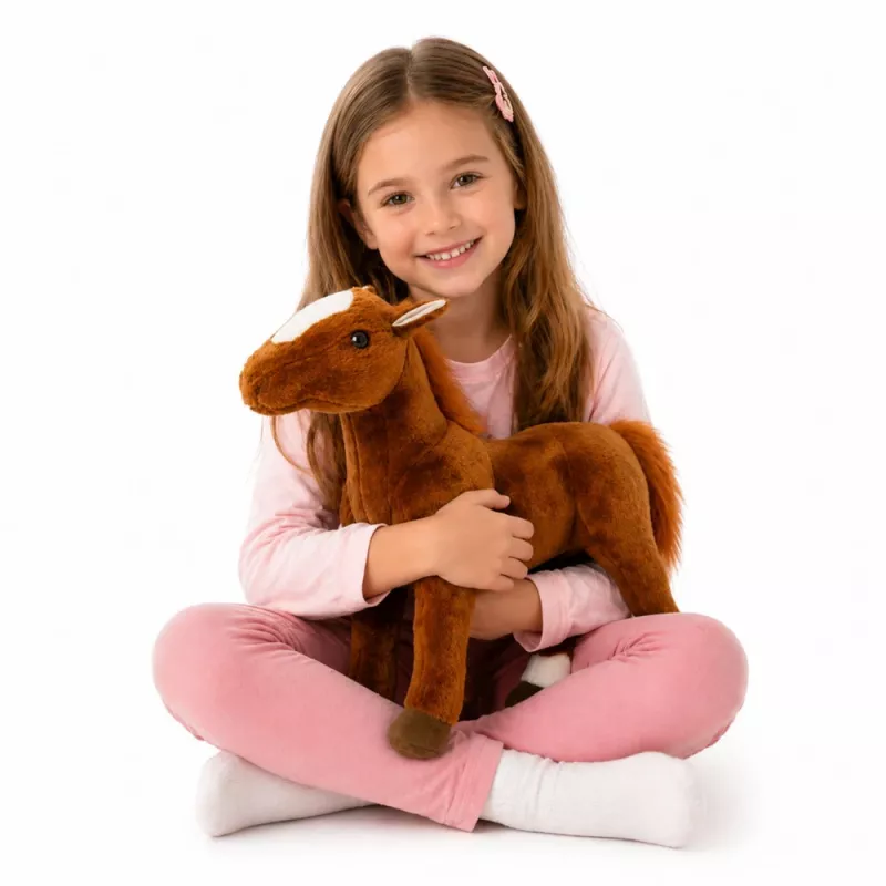 LEAN TOYS Cavalo de Peluche Castanho Brinquedo de Peluche 40cm