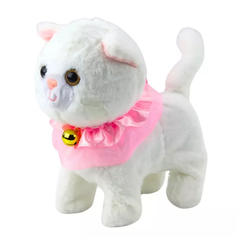 LEAN TOYS Gatinho Interativo com Trela Rosa Folhos Tinkerbell Anda e Mia