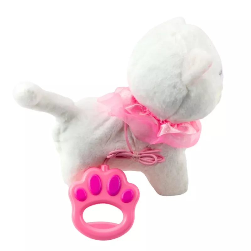 LEAN TOYS Gatinho Interativo com Trela Rosa Folhos Tinkerbell Anda e Mia